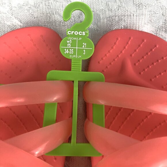 Crocs Splash Glossy Strappy Neon Watermelon Women’s Slip-On Sandals Size 5 NWT - Picture 11 of 15